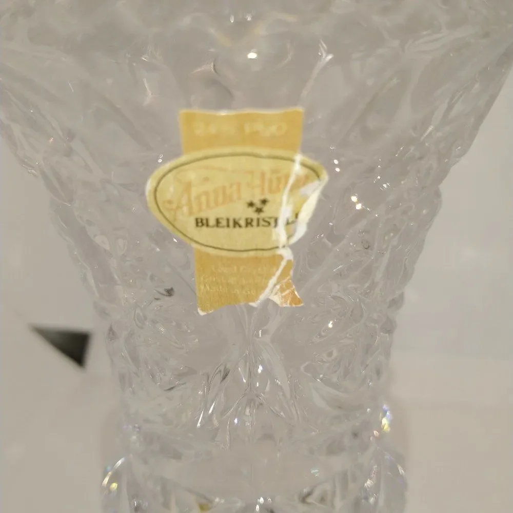 Anne Hutte Crystal Vase made in Germany- 5 1/2” tall BLEIKRISTALL